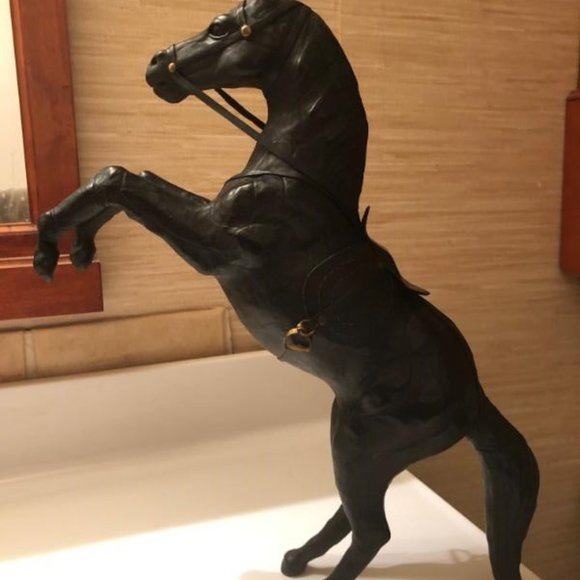 Antique Pounded Leather Horse ~ Black Stallion - Picture 8 of 8